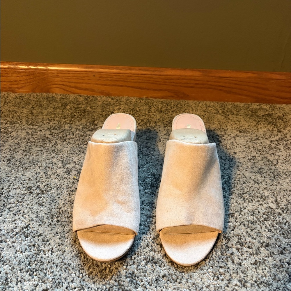 Madden Girl Lorna Block Heel Slides in Nude